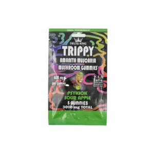 Psykick Sour Apple - Delta King - Trippy Amanita Muscaria Mushroom Gummies - 3000MG